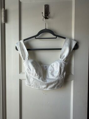 superdown White Structured Bustier Crop Top
